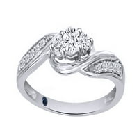 Bijeli prirodni dijamantski osmice prsten u bijelom zlatu od 10k