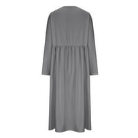 Puntoco Plus veličina dugih rukava Ženska boja Dugih rukava haljina s džepom tamno siva 8