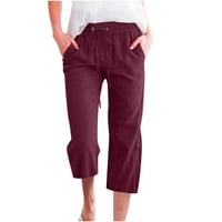 Ženske casual pantalone Solidne boje elastične labave hlače Labave udobne ravne širine nogu s džepom