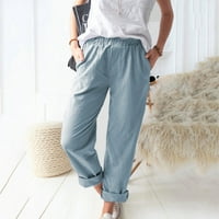 FESFESFES posteljina za žene za žene Čvrsta boja elastične strukske pojaseve casual hlače labave udobne