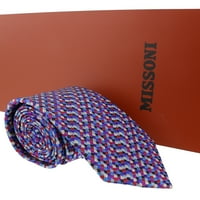 MISSONI GRID lančana veza plava tkana svilena kravata