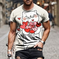 Smihono Clearence Valentines Day Pokloni T Make za muškarce Bluza s kratkim rukavima Slatka mačka Print