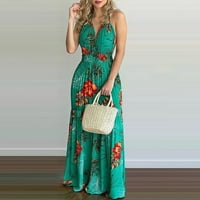 Maxi haljine za žene tropsko cvjetni print Halter Backlex maxi haljina bez rukava bez rukava