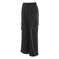 BVGFSAHNE ženske labave hlače Retro multi džep nisko struk kopča za kockicu svinja Slim ravne tkane casual pantalone