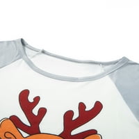 Gureui Božić: Porodični pidžami Set, Ležerni okrugli vrat s dugim rukavima Fort uzorak uzorka majica