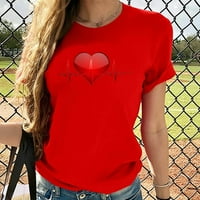 T majice za žene Grafički vintage moda Casua ispis pulover kratkih rukava majica za bluzu crveni xl