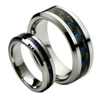 Njegov i njezin volframovi karabidni vjenčani prsten sa prstenom sa plavim ugljičnim vlaknima