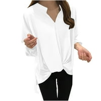 Yuwull Business Casual vrhovi za žene, Ženska casual gumb dolje majice V izrez dugih rukava Office Bluze Bluzes vrhovi