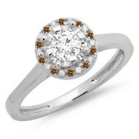 DazzlingRock kolekcija 0. Carat 14K šampanjci i bijeli dijamant Bridal Halo Angažman prsten CT, bijelo zlato, veličina 6