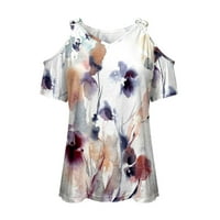 IOPQO ženske vrhove majice za žene Ženska majica Ljeto Off rame TOP V bluza za vrat Čvrsta boja TOP