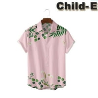 Muški i dječakov cvjetni casunski gumb niz kratki rukav Havajska majica roditelj-dječja majica