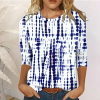 Tking Fashion Womens Ljeto Plus size s rukavima Crewneck Cvjetni print TOPLES Casual Labavi majice Bluza