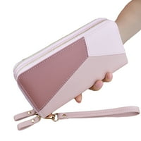 Štetno žene Fau kožna dvostruka papričana torbica novčanik telefonske kartice za držač džepa za ružičaste,
