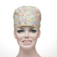 Šarena svinja i mačja štampanje pamučne šešire Podesiva čipkaste medicinske sestre Radni šešir za zaštitu glave - jedna veličina