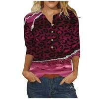 Rukavica za žene za žene dame modni gradijent ispis tri četvrtine rukava okrugla majica za rubnu majicu