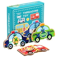 AOZOWIN Drveni čipkasti prometni navojni igrački predškolski učenje obrazovnog poklon seta