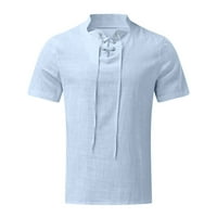 Muškarci proljeće i ljeto Čvrsta košulja Casual pamučna posteljina za štand ovratnik TOP PLUS size Majica