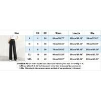 DRPGunly ženske hlače široke pantalone za noge visoko elastično struk u stražnjoj poslovnoj radnoj pantalonama