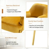 Karat Home Pen Home Decor baršun Accent stolica Zlatne metalne noge s tufasnim pozadinskim spavaćom