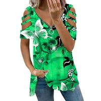 Koaiezne ženske modne patent zatvarač s ramena kratki rukav leptir s majicom majica kratki rukav