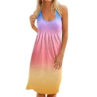 Žene Ležerne haljine bez rukava Okrugli vrat Haljina za plažu od ispisane haljine ljetne haljine plus