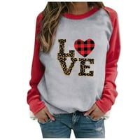 ChicCall Žene Vole srce Ispiši Valentine Dnevne košulje Raglan dugih rukava Blok u boji Tunic Ležerne