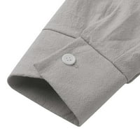 Dukseri za muškarce Ležerne prilike pamučne posteljine pune boje dugih rukava s dugim rukavima Košulje