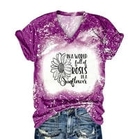Slatki vrhovi za žene slobodne majice Ženske vrhove Ženska casual bluza Tiy-dye Printing V rect majica