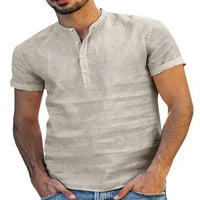 Muški majica majica Casual majica kratkih rukava pamuk lagani ribolovni majica Henley ravnica