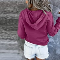 Efsteb Fall dukseri za ženske dukseve čišćenje dugih rukava Lagano labavo duksev duksev za srce tiskane grafičke dukseve za slobodno vrijeme izvlačenja pulover vrhova džep vruće ružičaste m