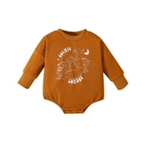 Entyinea Baby Boy odjeća rebrasta pletena dugi rukav rumper Ispis pada zimske odjeće svijetloplava