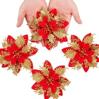 5.5in božićni poinsettia Cvijeće ukrasi blistaju cvjetni dodaci Xmas-vijenac ukrasi