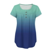 Havajske košulje za žene plus veličine majica kratkih rukava s cvjetnim vrhovima V-izrez, Blue-01, XXXL