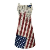 Joau ženska američka zastava hladne majice T-majice Haljina zvijezde Grafička plaža Sunderssa 4. jula Patriotski patipper V Dress Dress Dnevna haljina