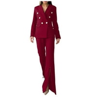 Ženski poslovni odijelo Outfits report V izrez Blazer jakne sa radnom hlače Dvije urede formalne setove