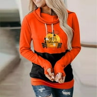Ženski vrhovi modni casual tiskani ispisani bluza s dugim rukavima pulover ogrlice nabole vrhovi dukserira l narandžasta radna odjeća