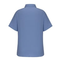 Uorcsa Muške majice pulover štand ovratnik kratki rukav pamuk konoplje pune boje modna bluzoviti ležerna muška top bluza plava