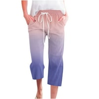 Funicet Womens Loose Capri Comfy crteži yoga hlače Gradijentna vježba pansione široke noge Lounge hlače w džepovi