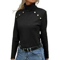 Entyinea Ženski vrhovi Trendy dugih rukava Crta majica Black XL