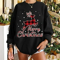 Božićna dukserija za žene predimenzionirana grafička modna casual crewneck dugih rukava pulover duksera