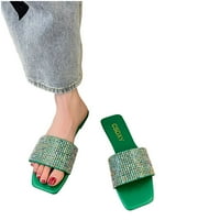 Jsaierl Womens Ravne sandale Dressy Ljetni kvadratni nožni sanduk Comfy Rhinestone Arch Support Sandals