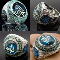 Turski ručni nakit srebrni İslamski muški prsten veličine E0T vruće. A0M6