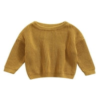 Biayxms Djevojke dječake Jesen zimski plemen džemper čvrsta boja s dugim rukavima Crewneck pletena odjeća