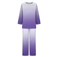 Žene Jesen Ležerni salon Pajamas setovi s dugim rukavima Crewneck vrhovi labavih hlača za noge Trackeuits