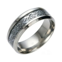 TOYFUNNY TITANIUM čelični zmajski prsten sa srebrnim zlatnim zmajem od nehrđajućeg čelika