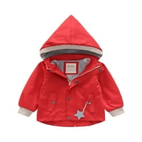 Bomotoo Boy Casual Owneward Windbreaker Lood kaput na otvorenom zgušnjava s džepovima Kišne jakne crvene