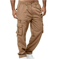 Čovjek odobrenje odjeće ispod 5 USD, AXXD Solid Tipni džepovi ravno tipa Teretne hlače Hlače Stolarni