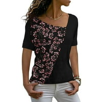Lovskoo majice s kratkim rukavima za žene Casual Ugodni V izrez Top bluza Pink