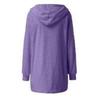 WAVSUF ženske setovi plus veličina dugih rukava od runa kućni vrhovi i kratke hlače Purple pantalone