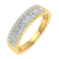 Carat baguette i okrugli oblik dijamantski vjenčani prsten u 10k žuto zlato